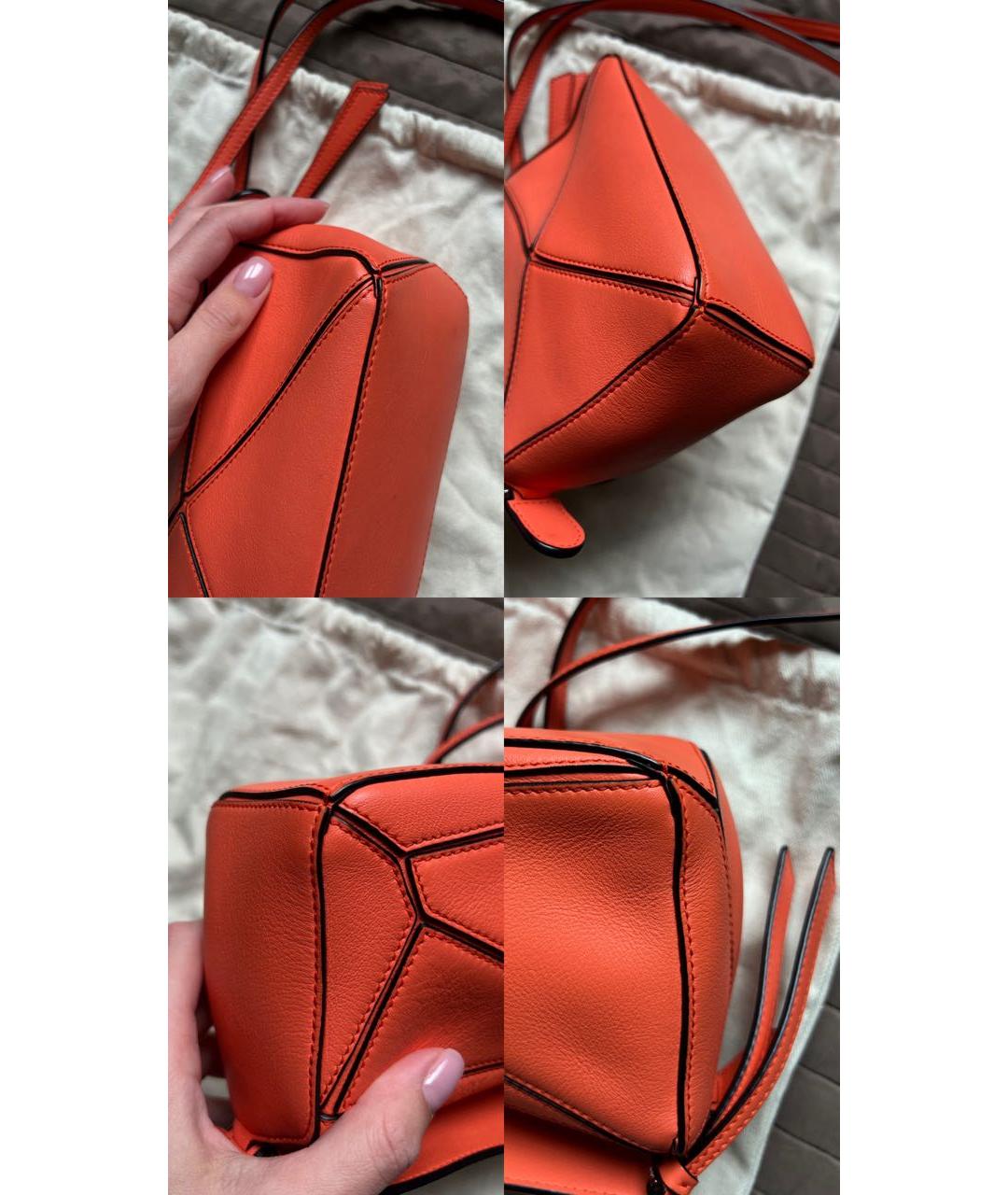 LOEWE Оранжевая кожаная сумка с короткими ручками, фото 5
