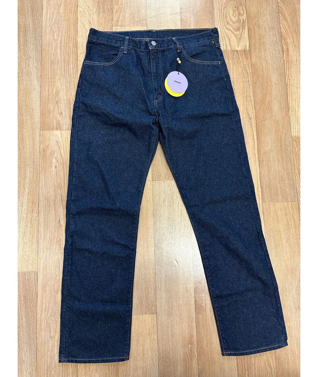 THE PANGAIA Темно-синие хлопковые прямые джинсы, фото 4
