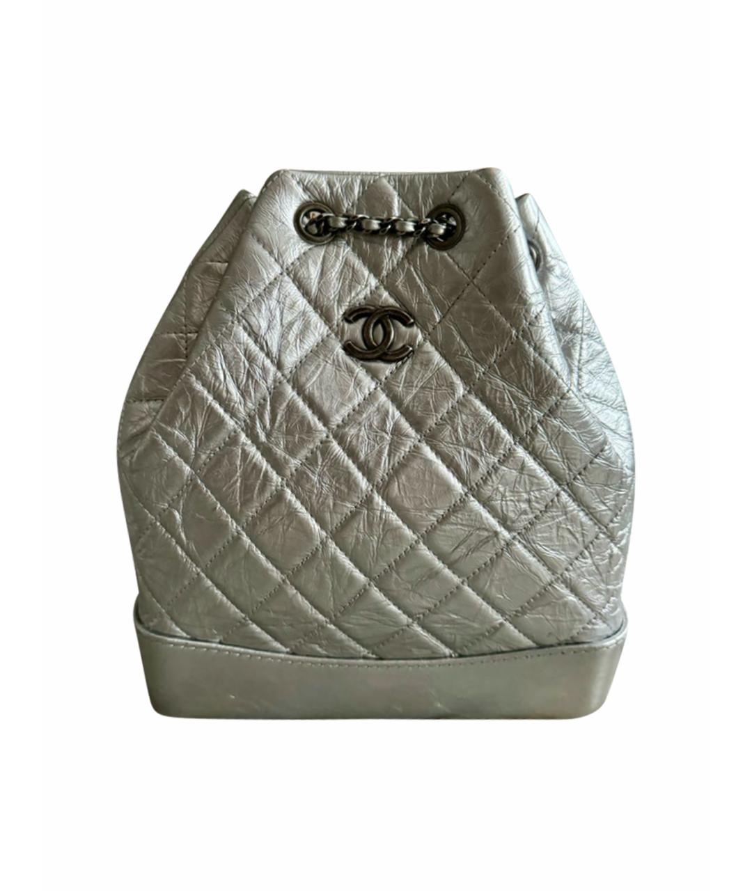 CHANEL Серебрянный кожаный рюкзак, фото 1