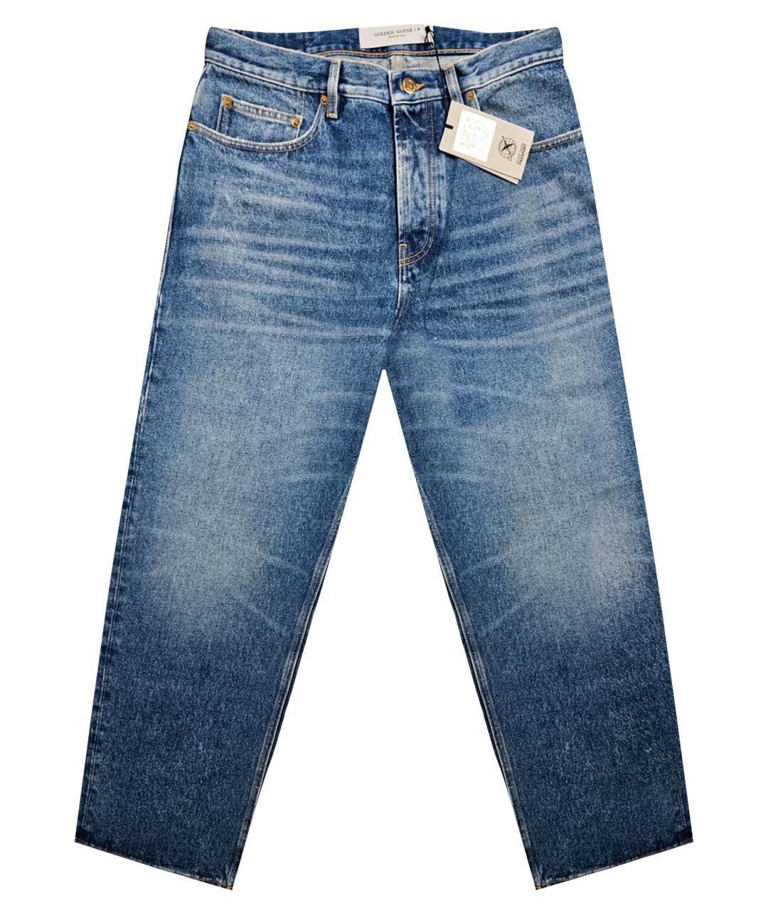 GOLDEN GOOSE DELUXE BRAND Синие хлопко-полиэстеровые прямые джинсы, фото 1
