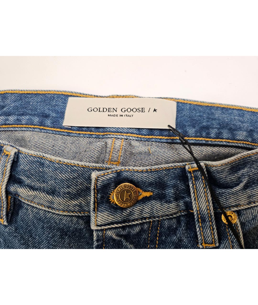 GOLDEN GOOSE DELUXE BRAND Синие хлопко-полиэстеровые прямые джинсы, фото 5