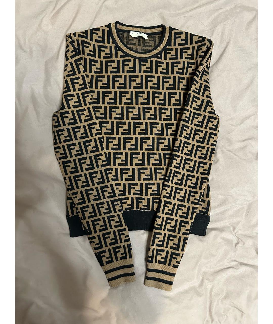 FENDI Коричневый хлопковый джемпер / свитер, фото 2