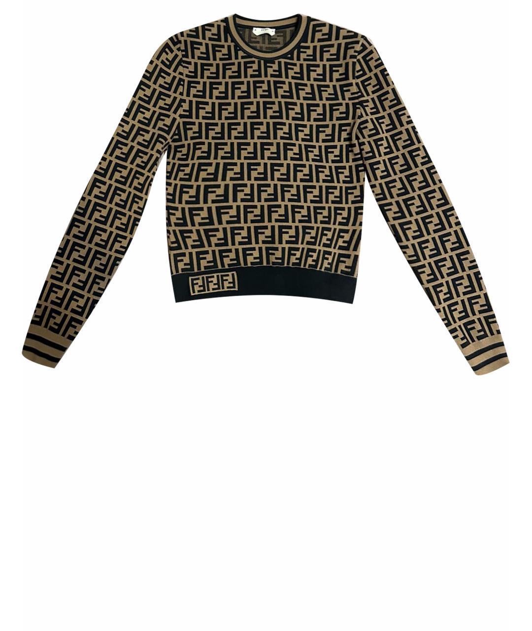 FENDI Коричневый хлопковый джемпер / свитер, фото 1