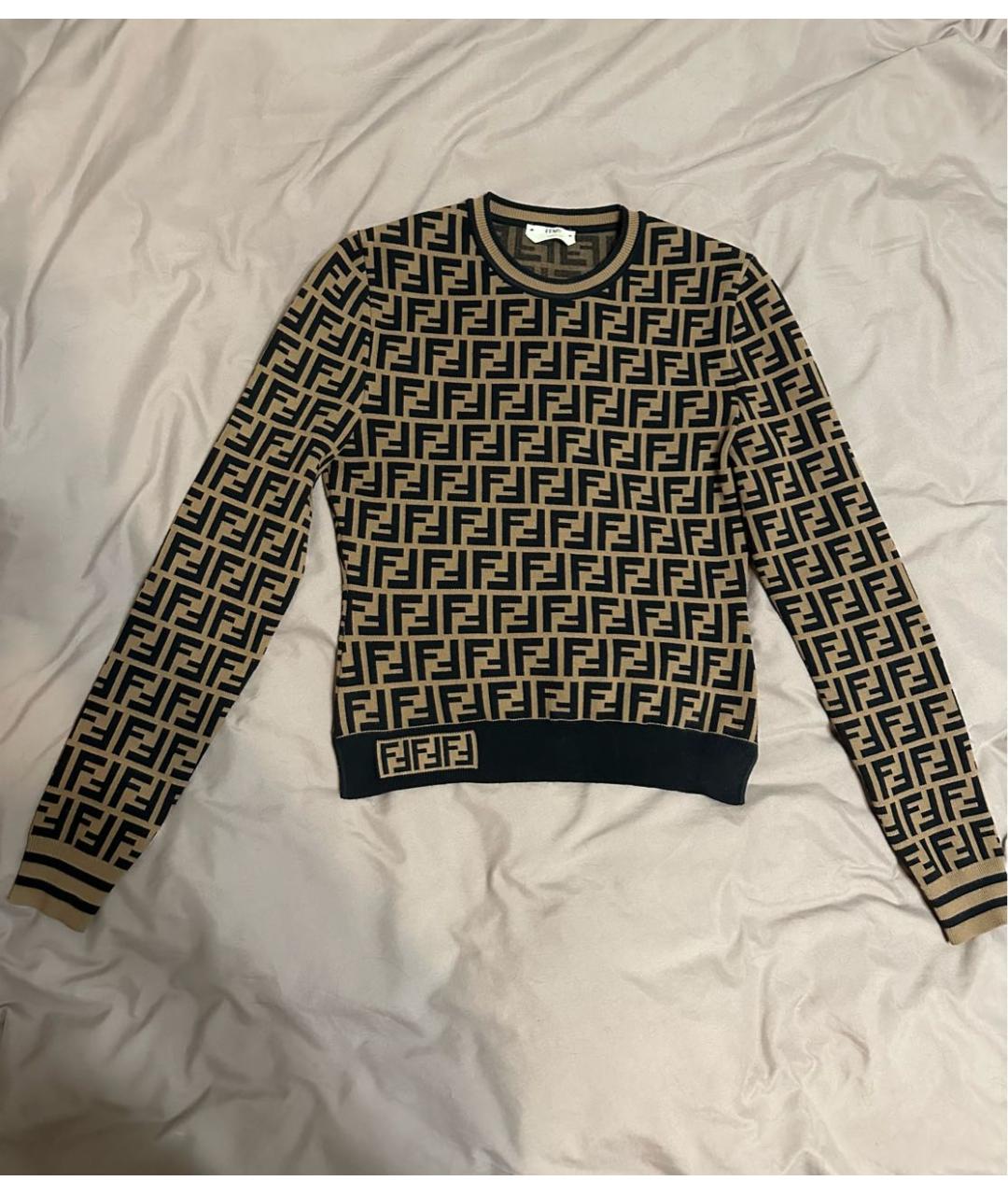 FENDI Коричневый хлопковый джемпер / свитер, фото 5