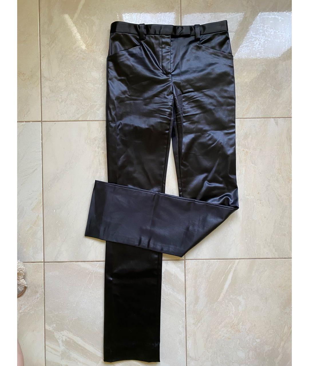 VERSACE Черные атласные прямые брюки, фото 2