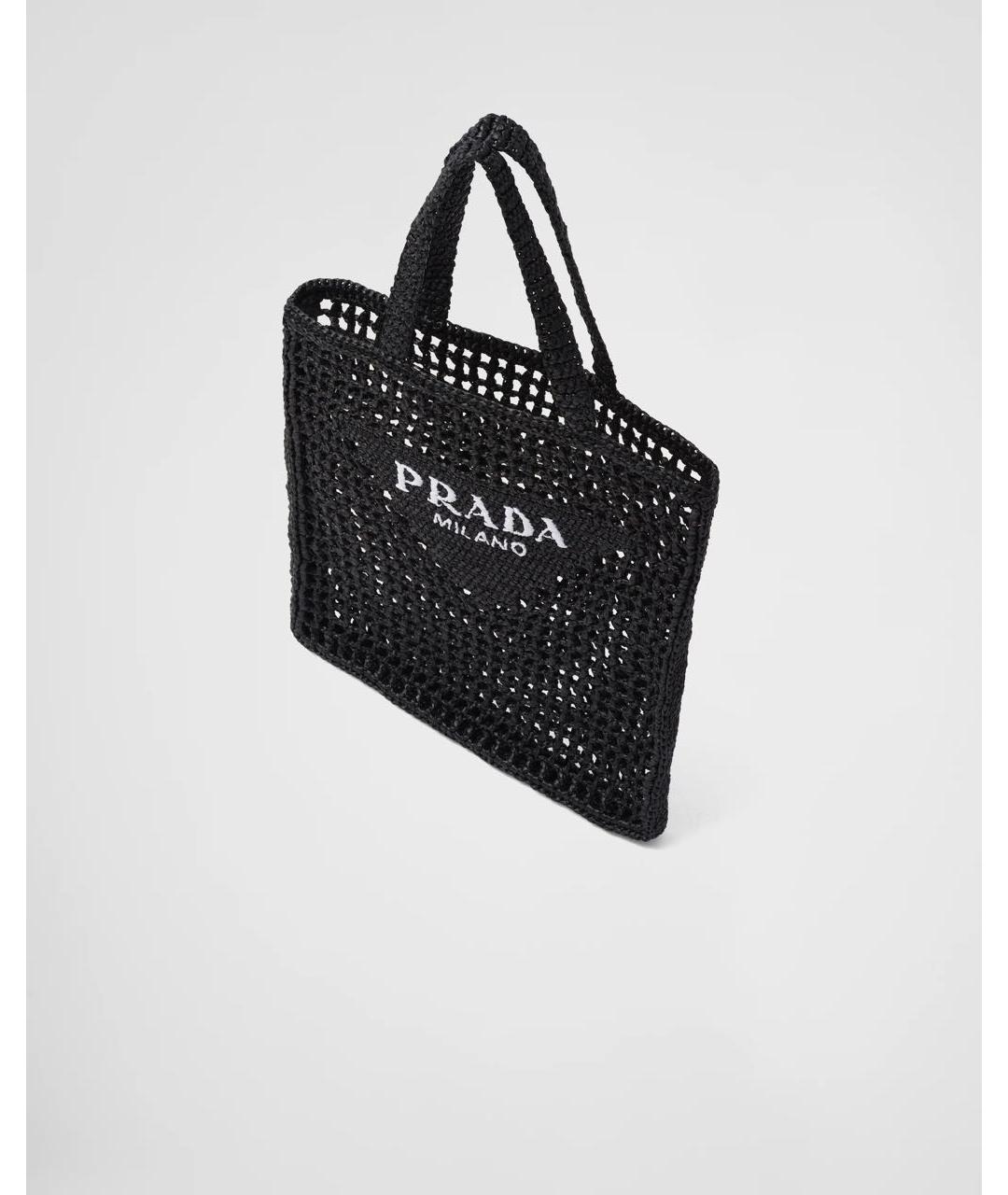 PRADA Черная плетеная пляжная сумка, фото 2