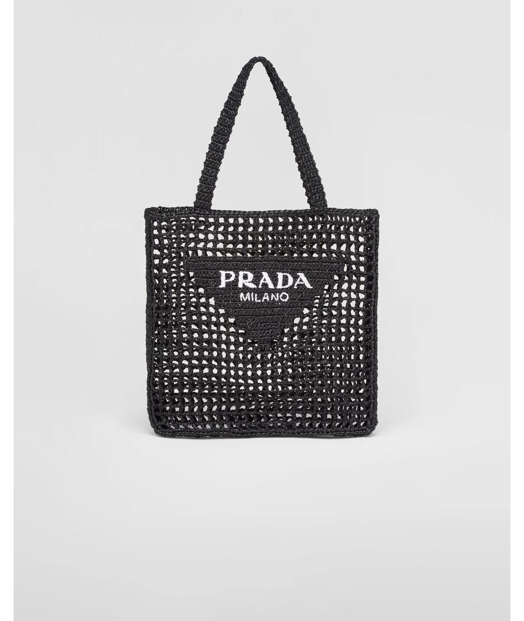 PRADA Черная плетеная пляжная сумка, фото 1