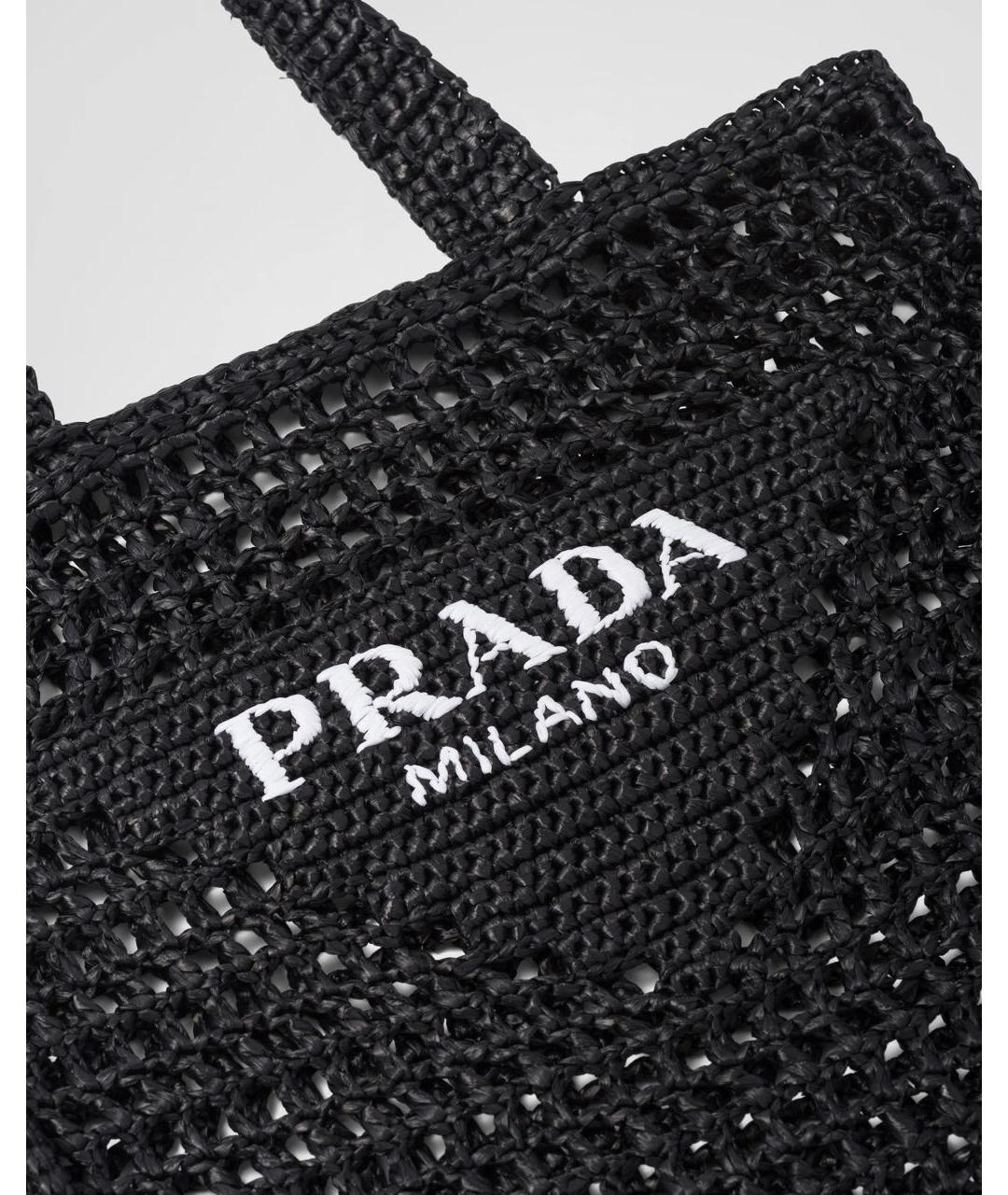 PRADA Черная плетеная пляжная сумка, фото 4