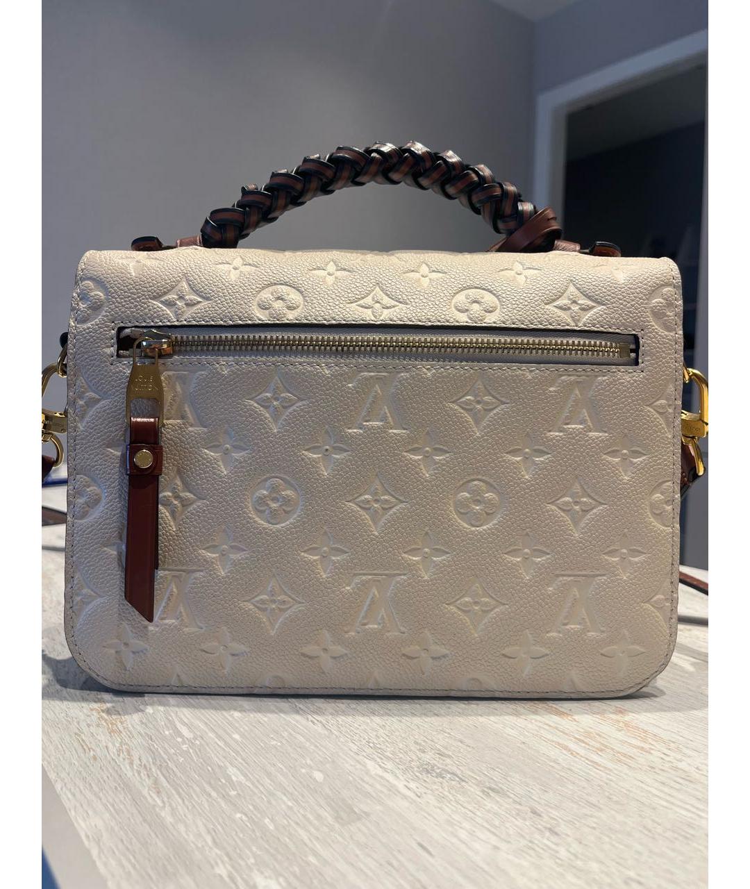 LOUIS VUITTON PRE-OWNED Бежевая кожаная сумка с короткими ручками, фото 4