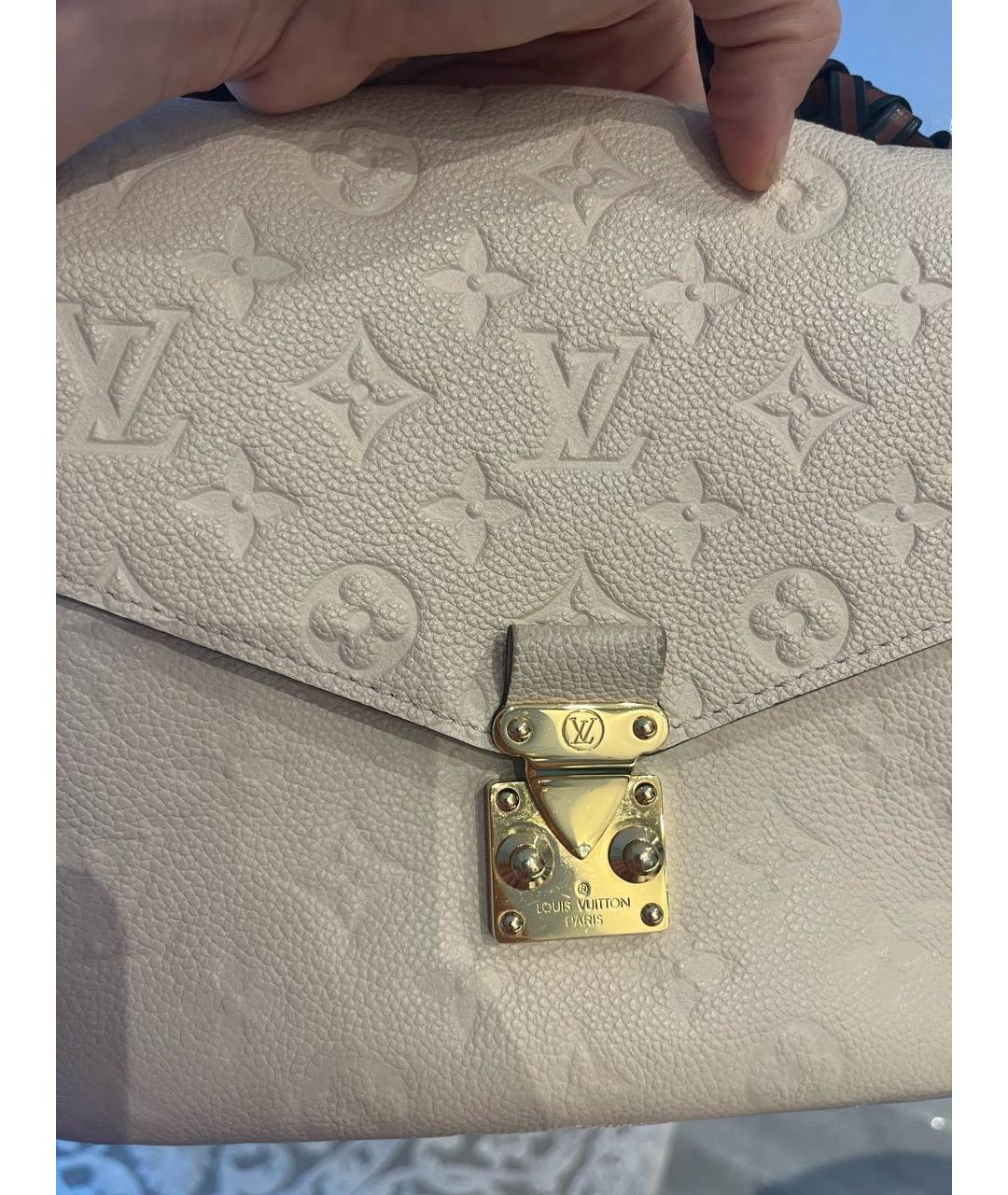 LOUIS VUITTON PRE-OWNED Бежевая кожаная сумка с короткими ручками, фото 6