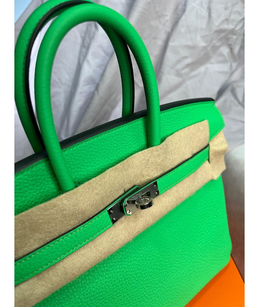 HERMES PRE-OWNED Зеленая кожаная сумка с короткими ручками, фото 5