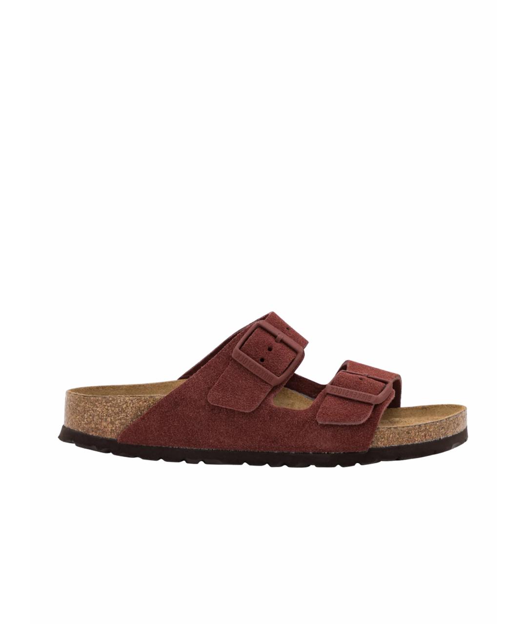 BIRKENSTOCK Бордовые замшевые сандалии, фото 1