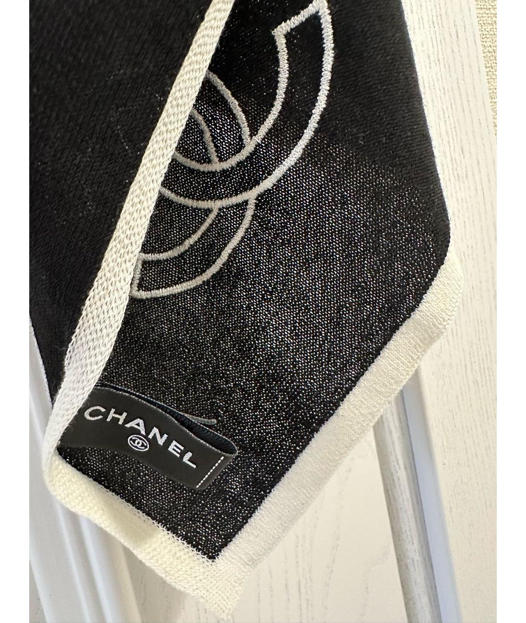 CHANEL PRE-OWNED Черный хлопковый шарф, фото 3
