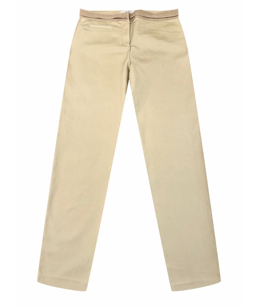 BADGLEY MISCHKA Бежевые хлопко-эластановые прямые брюки, фото 1