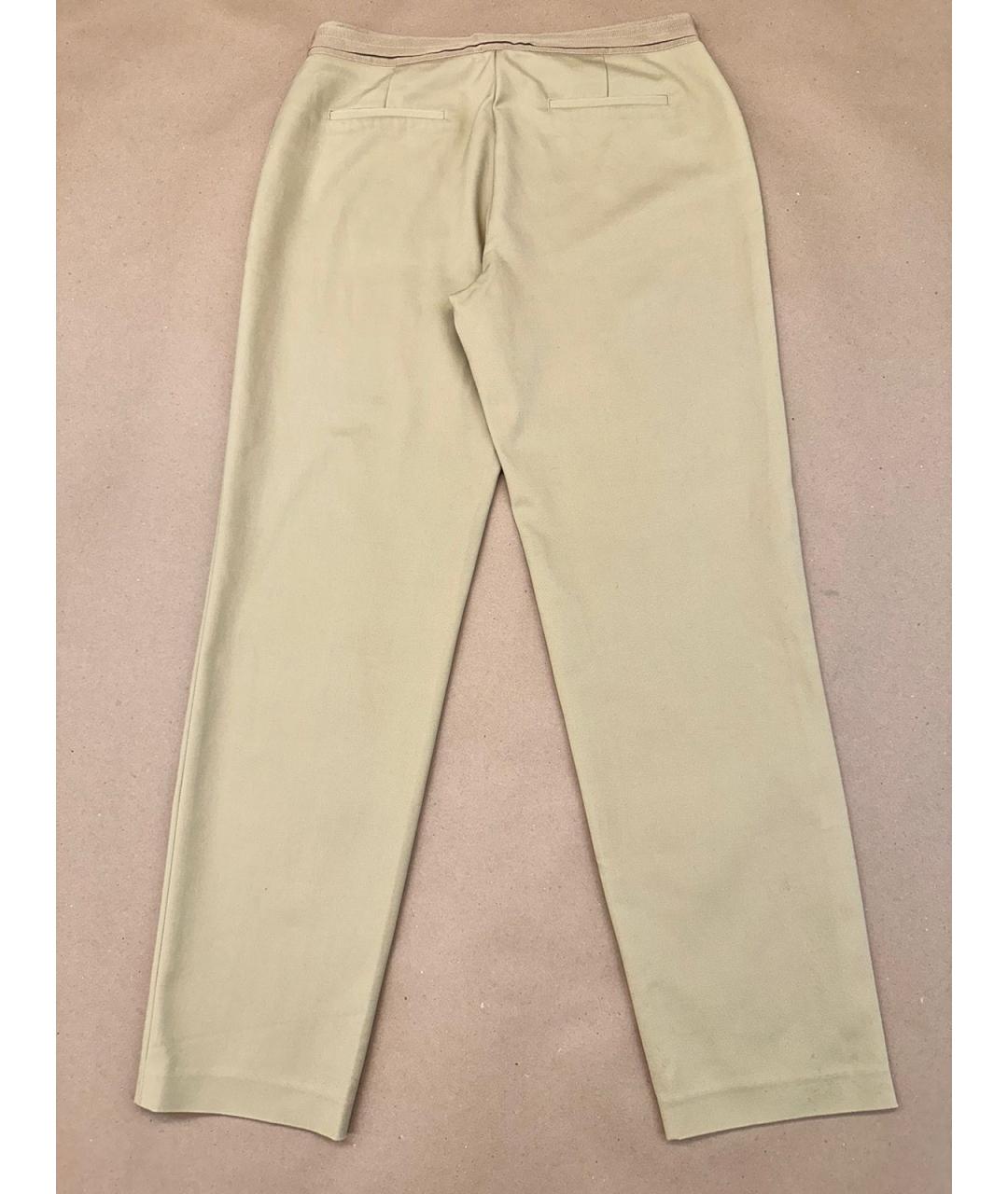 BADGLEY MISCHKA Бежевые хлопко-эластановые прямые брюки, фото 2