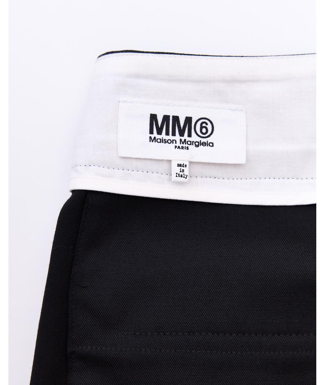 MM6 MAISON MARGIELA Черные шерстяные прямые брюки, фото 6