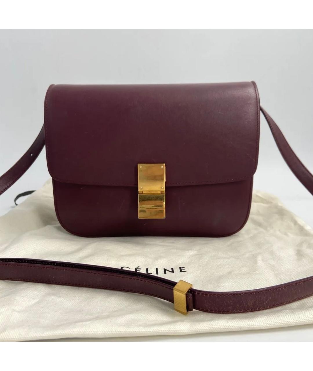 CELINE PRE-OWNED Бордовая кожаная сумка через плечо, фото 2