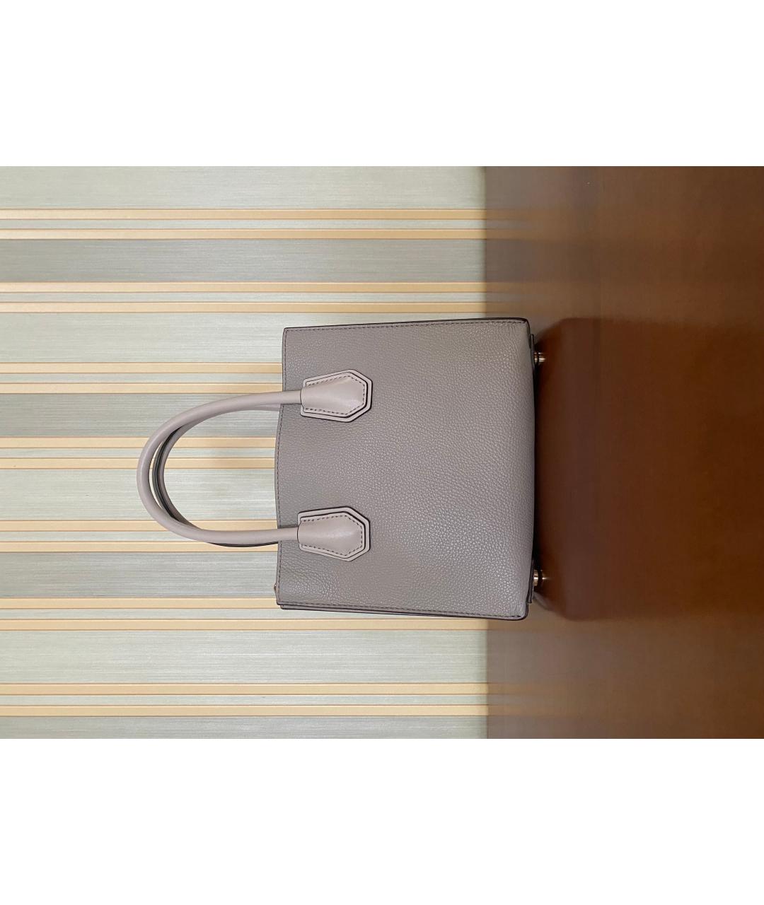 MICHAEL KORS Серая кожаная сумка с короткими ручками, фото 3