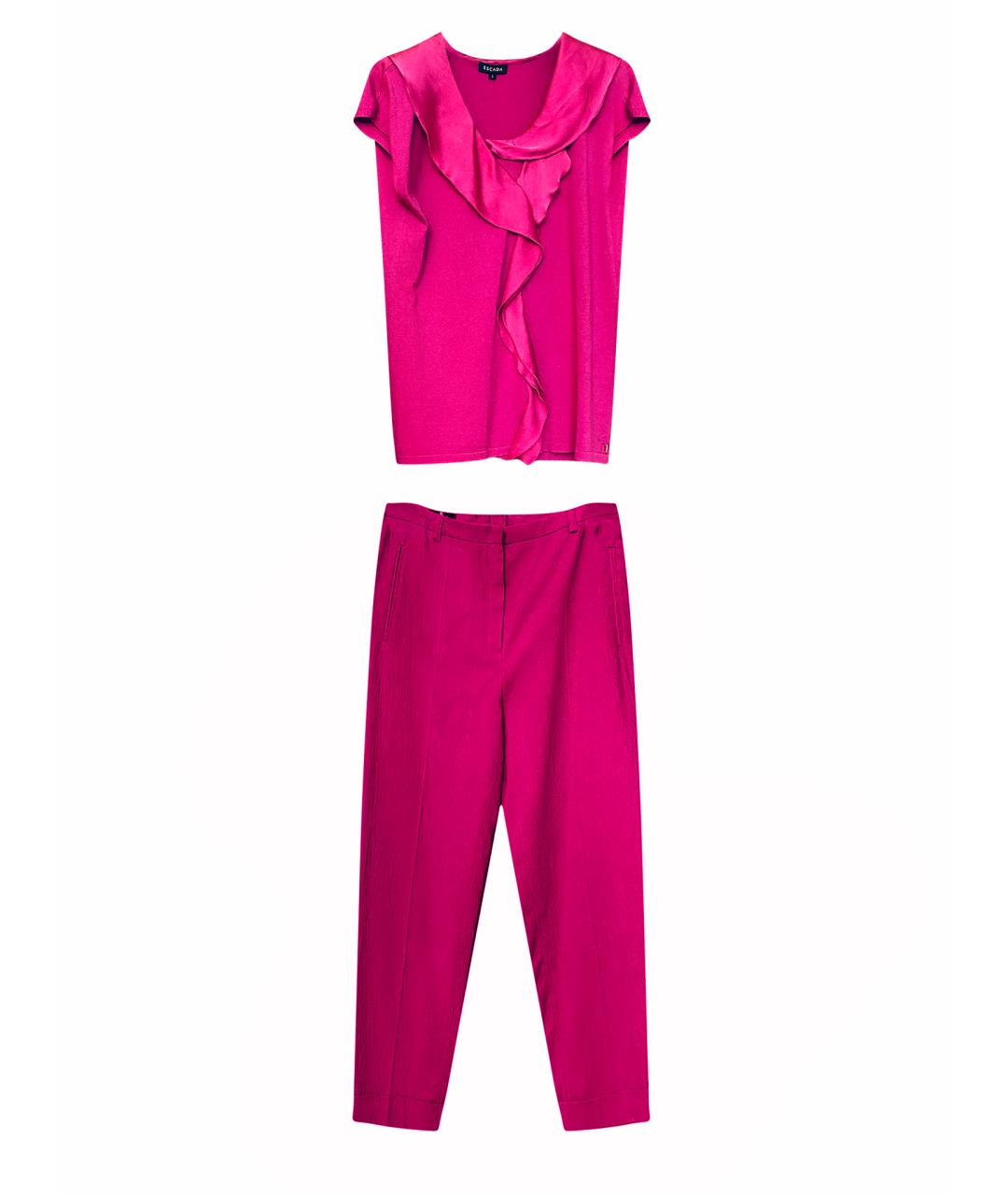 ESCADA Розовый шелковый костюм с брюками, фото 1