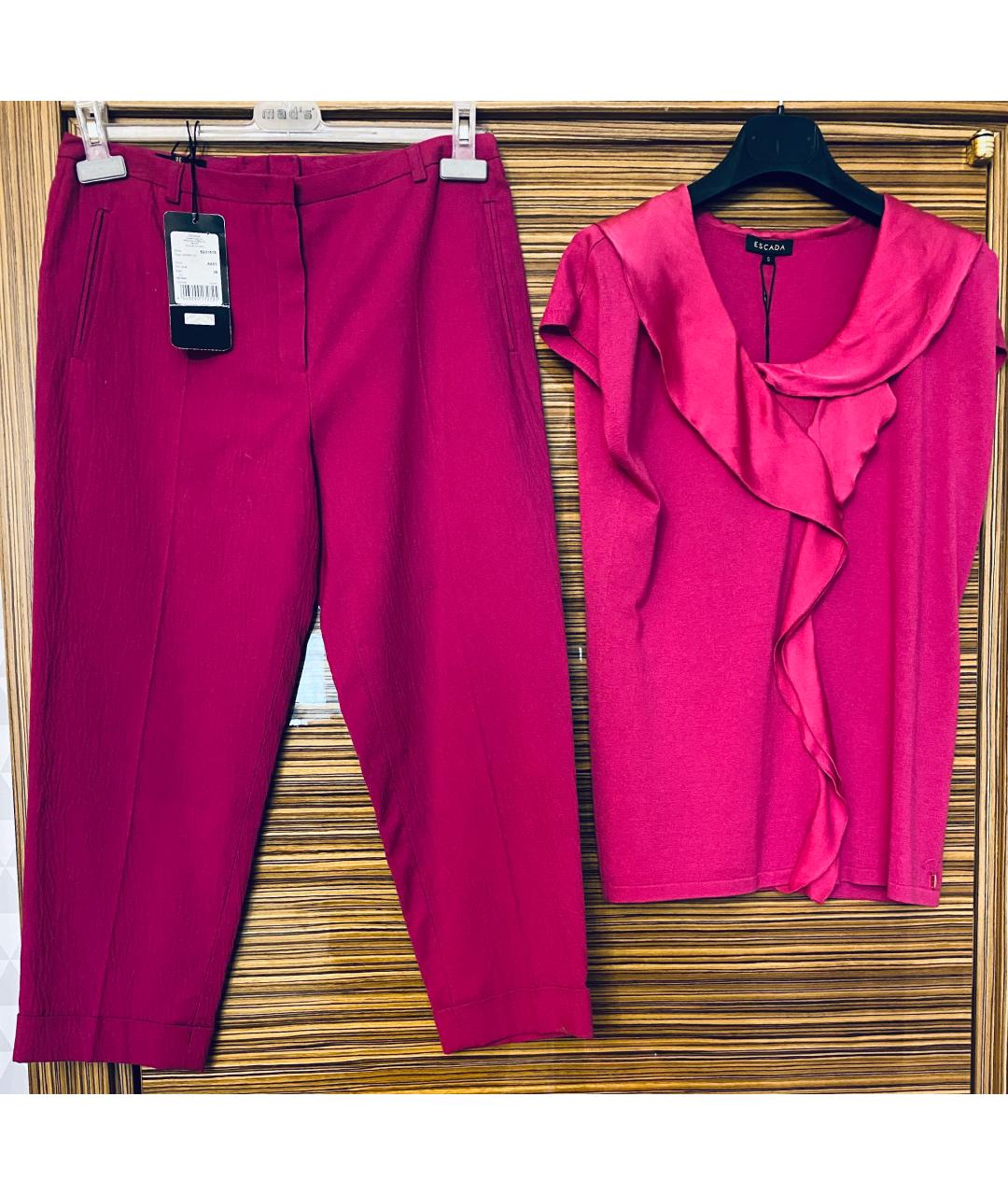 ESCADA Розовый шелковый костюм с брюками, фото 10