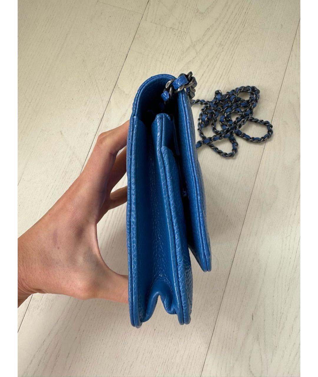 CHANEL PRE-OWNED Голубая кожаная сумка через плечо, фото 6