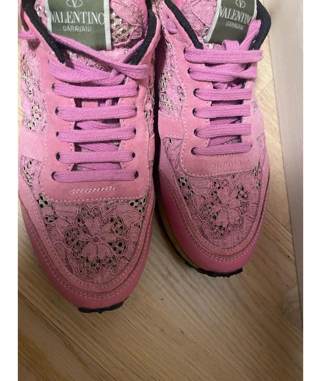 VALENTINO Розовые замшевые кроссовки, фото 4