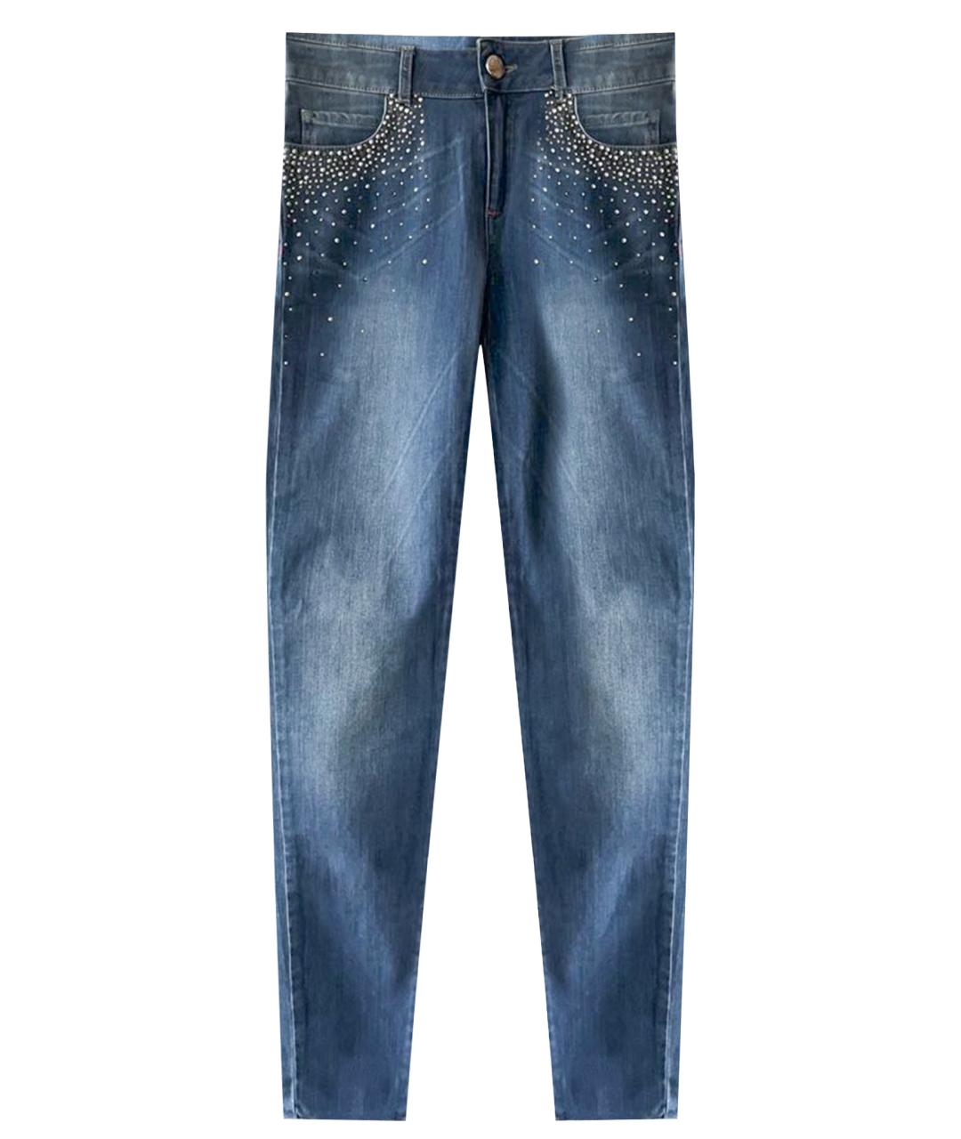 TWIN-SET Синие хлопко-эластановые джинсы слим, фото 1
