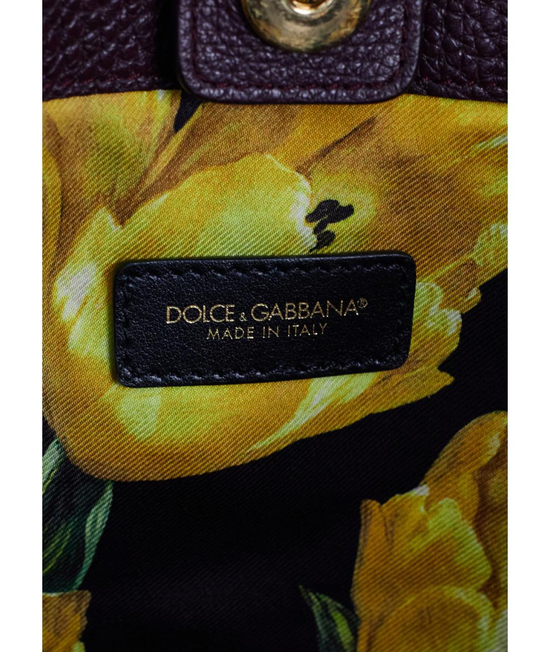 DOLCE&GABBANA Бордовая кожаная сумка с короткими ручками, фото 4