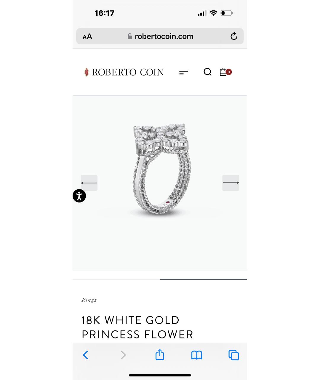 ROBERTO COIN Белое кольцо из белого золота, фото 2