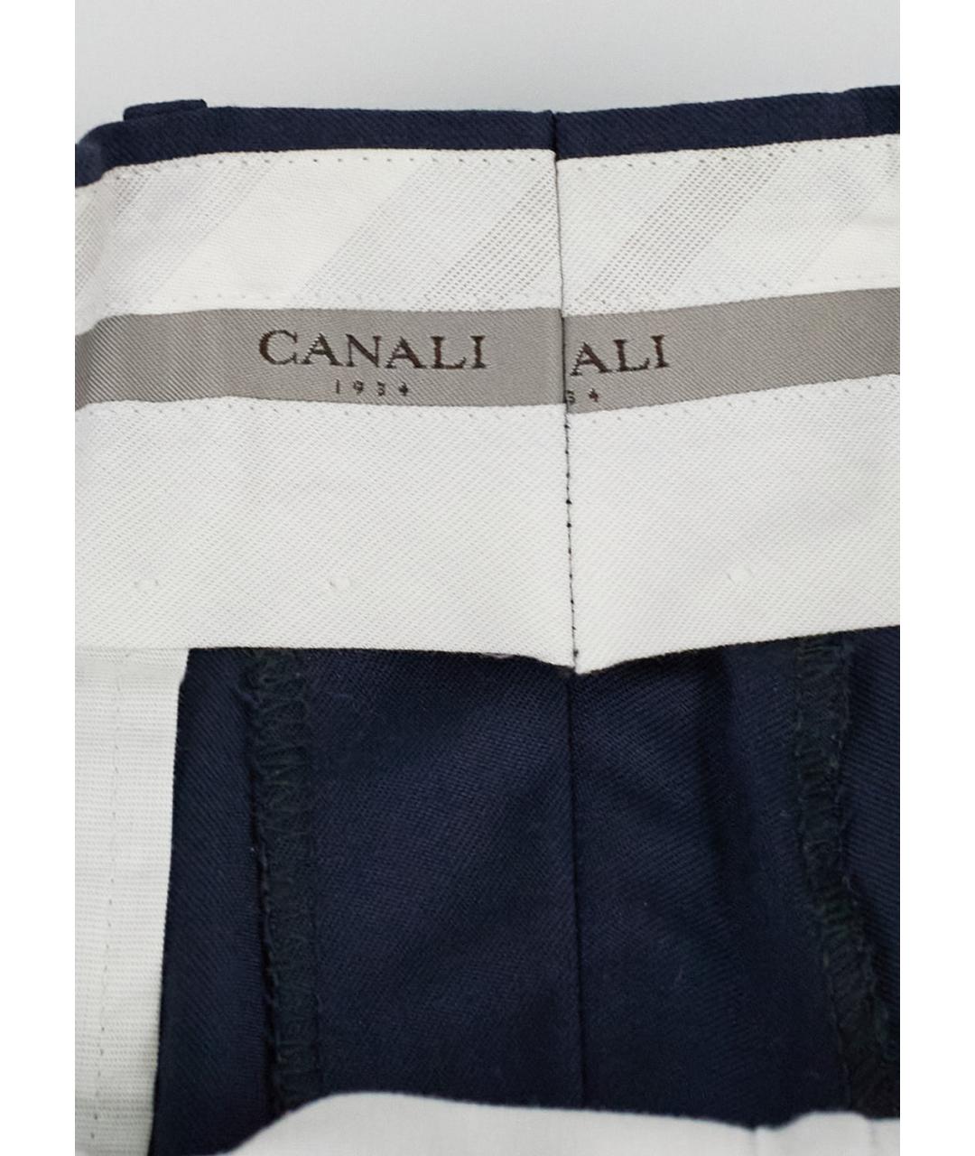 CANALI Темно-синие шерстяные повседневные брюки, фото 3