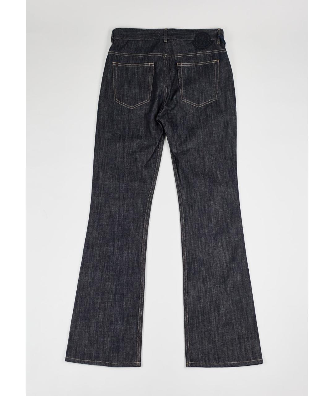 MONCLER Темно-синие хлопковые прямые джинсы, фото 2