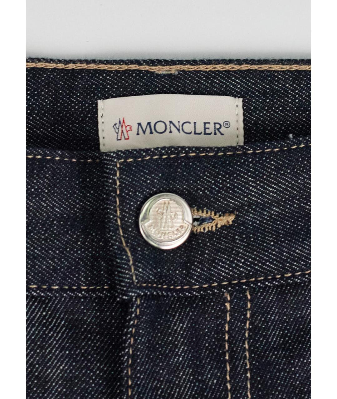 MONCLER Темно-синие хлопковые прямые джинсы, фото 3