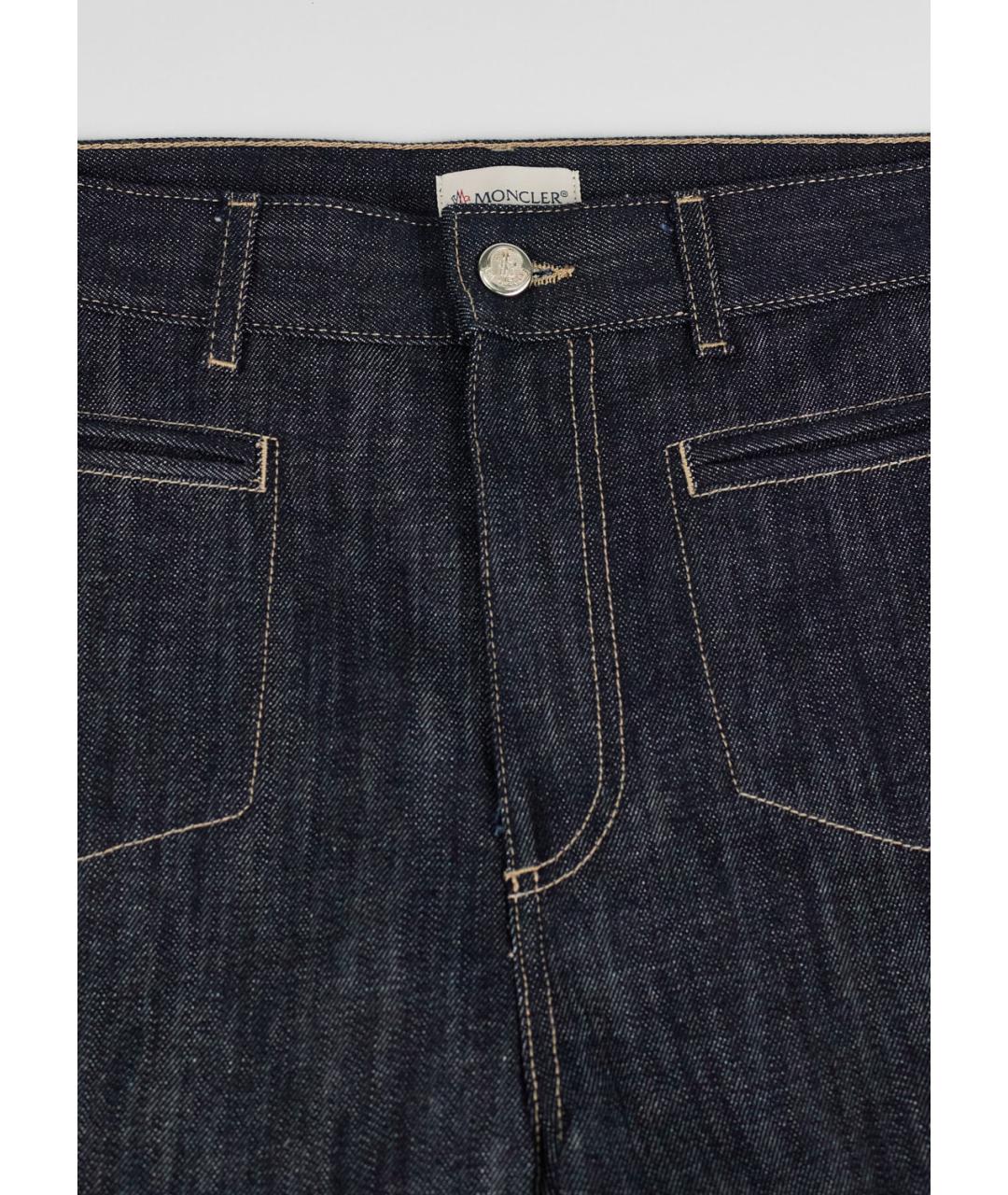 MONCLER Темно-синие хлопковые прямые джинсы, фото 4