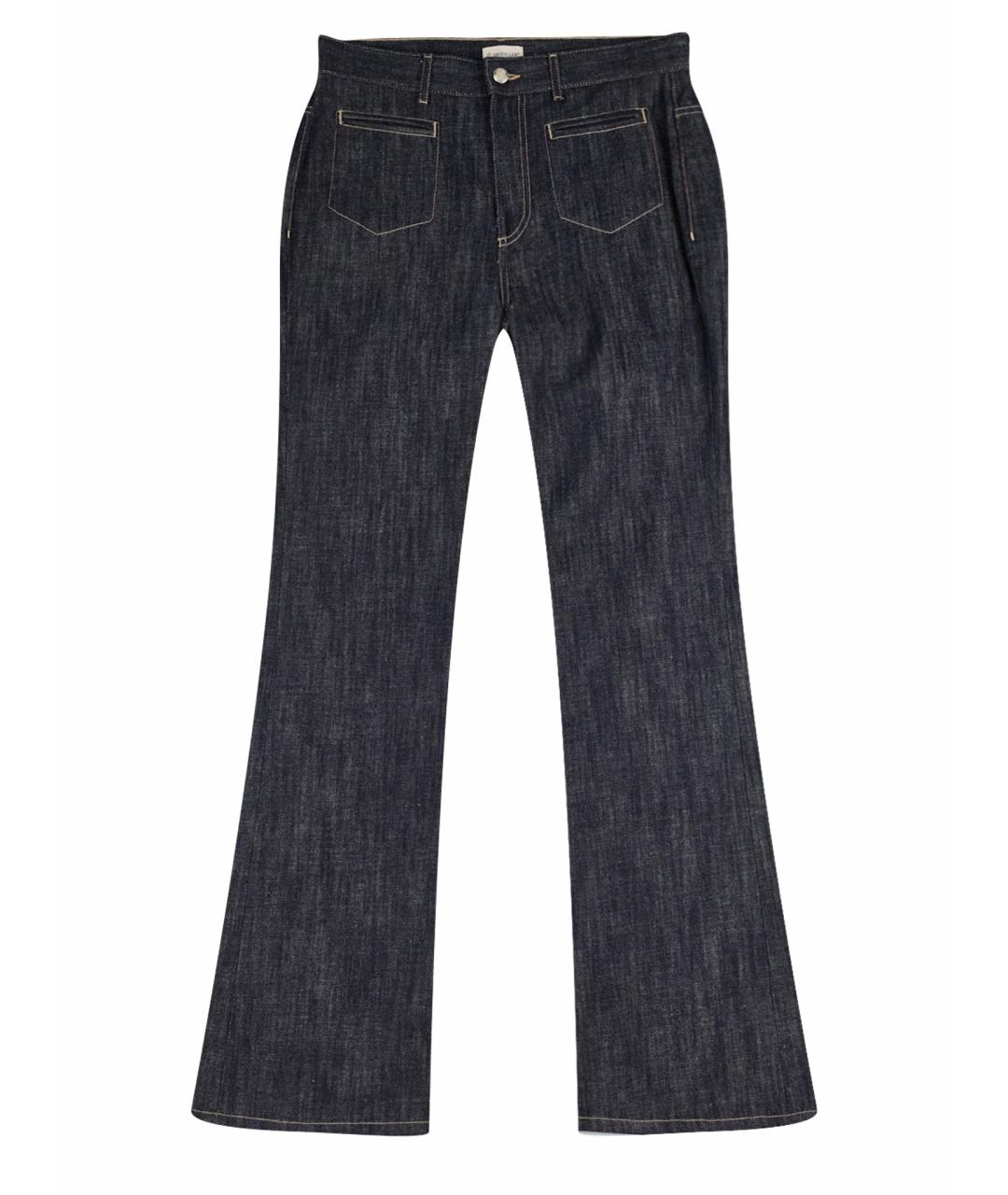MONCLER Темно-синие хлопковые прямые джинсы, фото 1