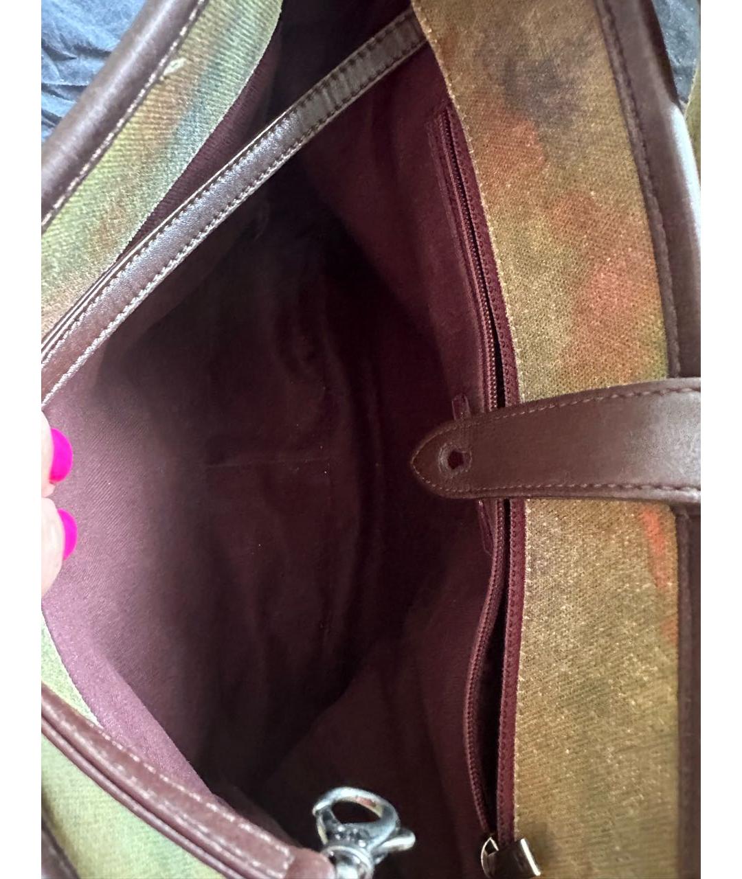CHANEL PRE-OWNED Хаки тканевая сумка через плечо, фото 7