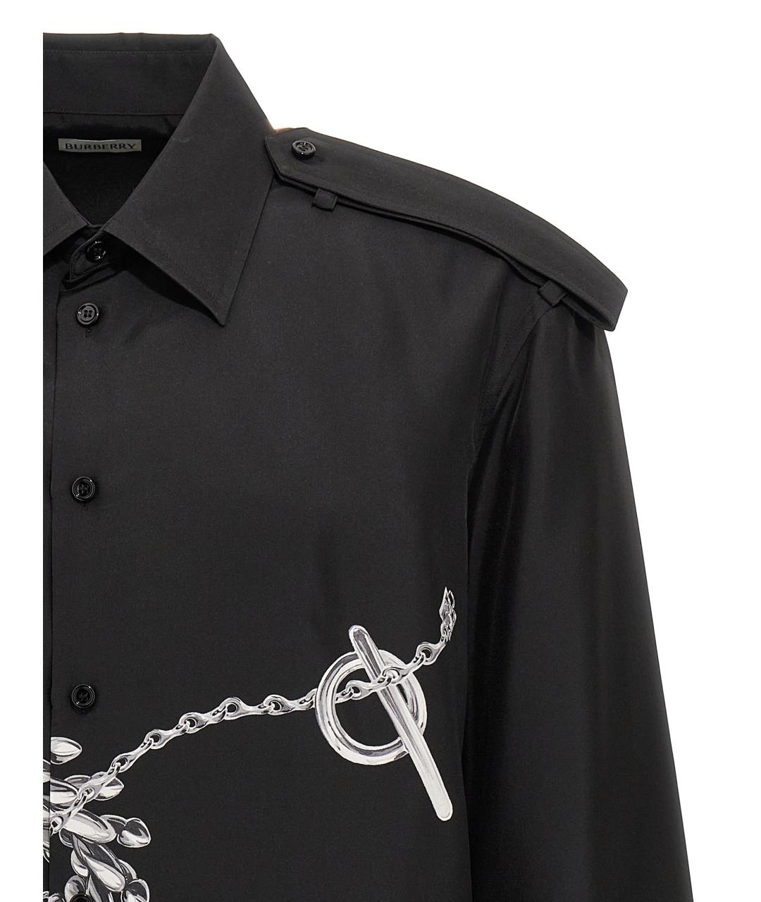 BURBERRY Черная шелковая кэжуал рубашка, фото 3