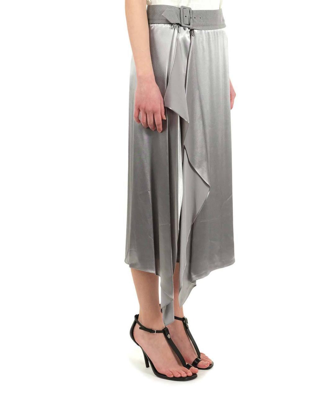 FENDI Серебряная полиэстеровая юбка миди, фото 5