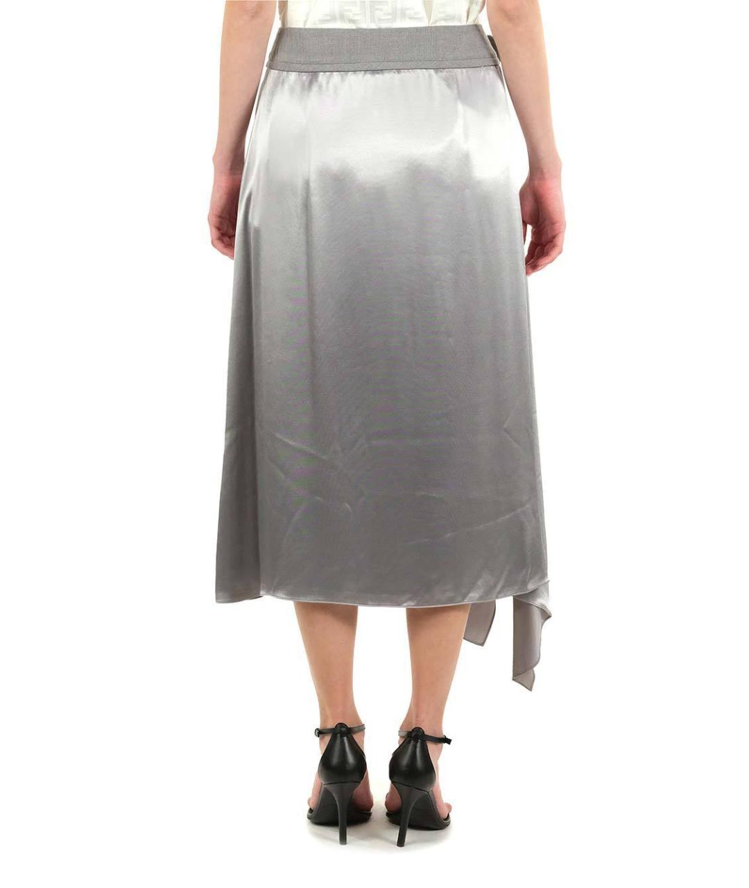FENDI Серебряная полиэстеровая юбка миди, фото 4