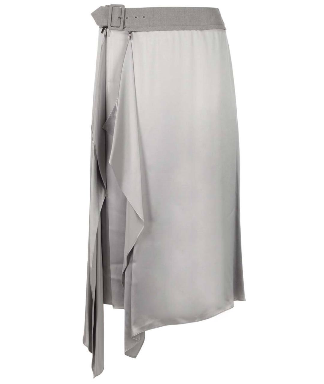 FENDI Серебряная полиэстеровая юбка миди, фото 1
