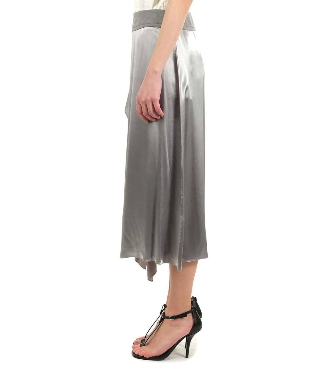 FENDI Серебряная полиэстеровая юбка миди, фото 6
