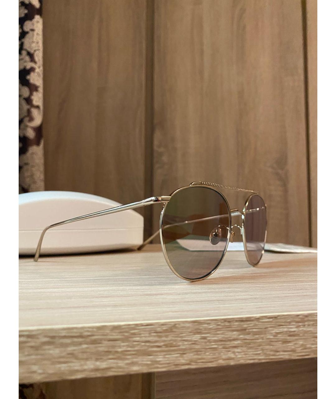 NINA RICCI Золотые металлические солнцезащитные очки, фото 4