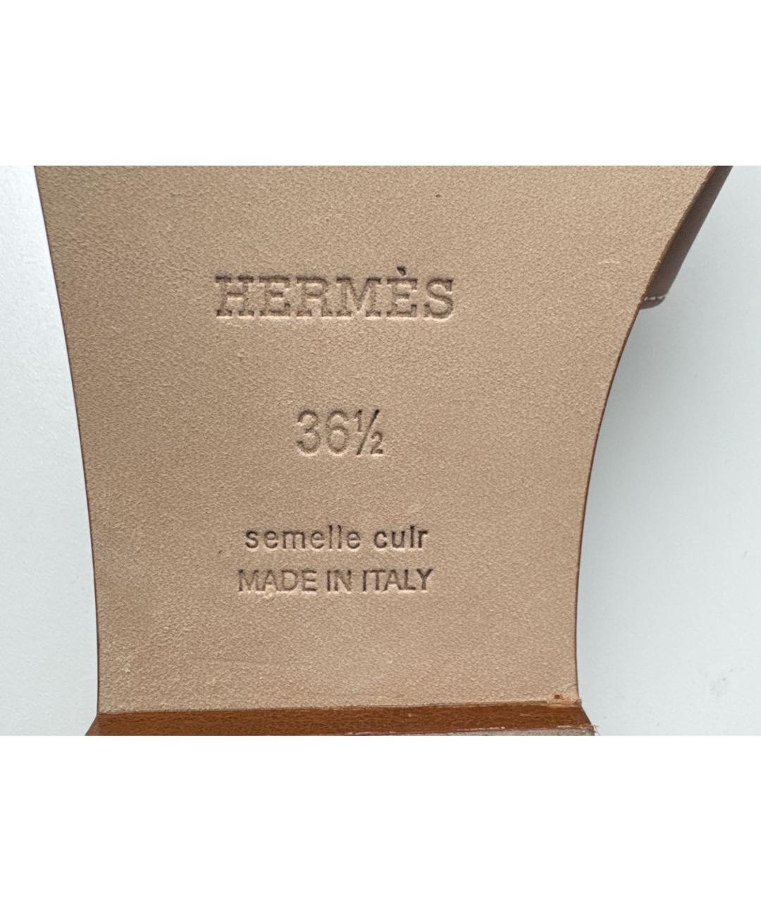HERMES PRE-OWNED Коричневые кожаные шлепанцы, фото 7