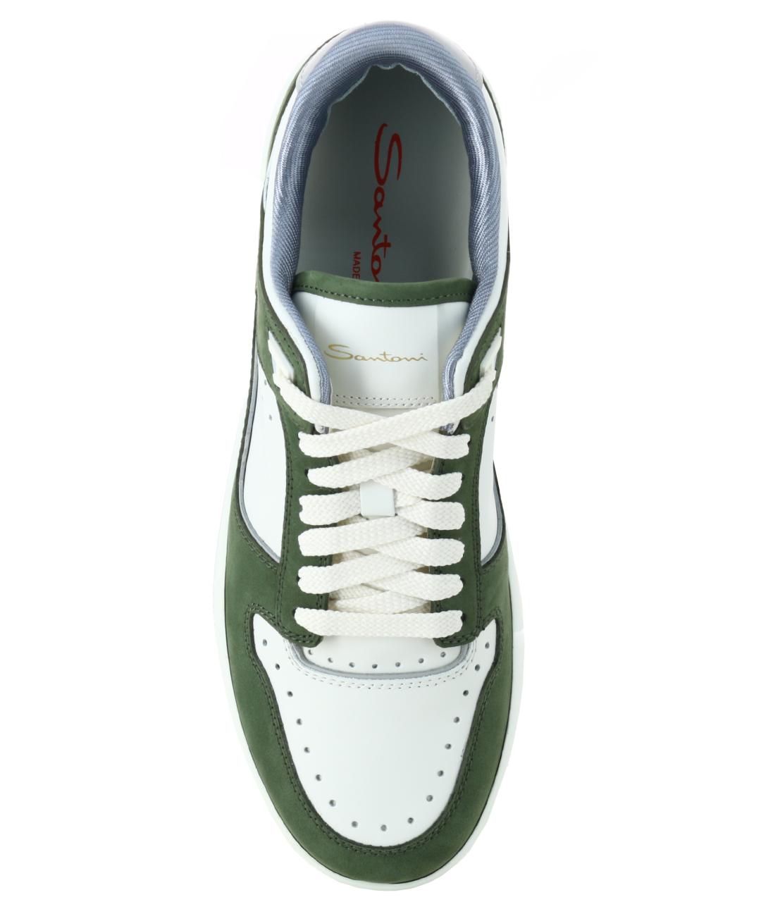 SANTONI Зеленые кожаные низкие кроссовки / кеды, фото 4