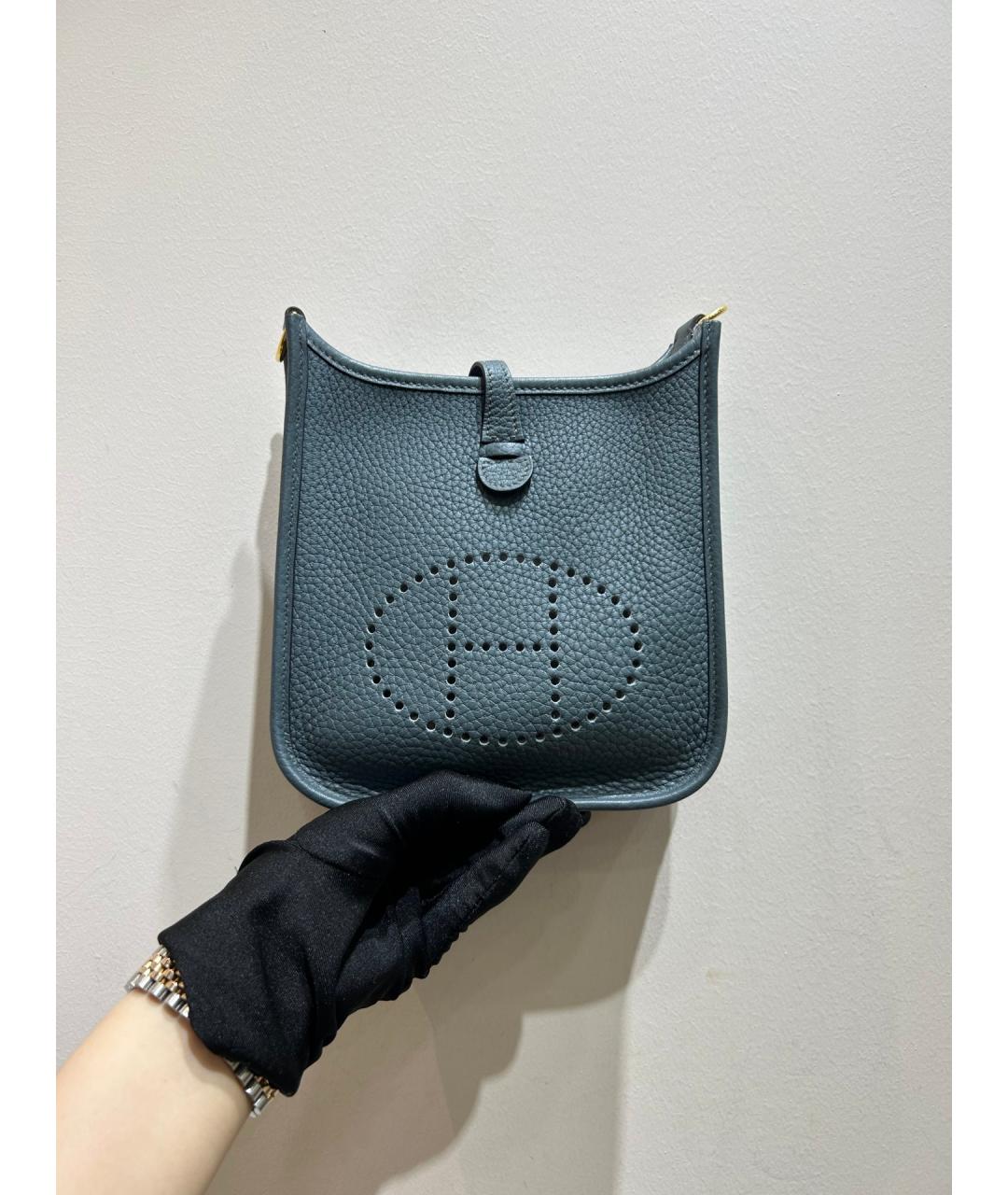 HERMES Темно-синяя кожаная сумка через плечо, фото 2