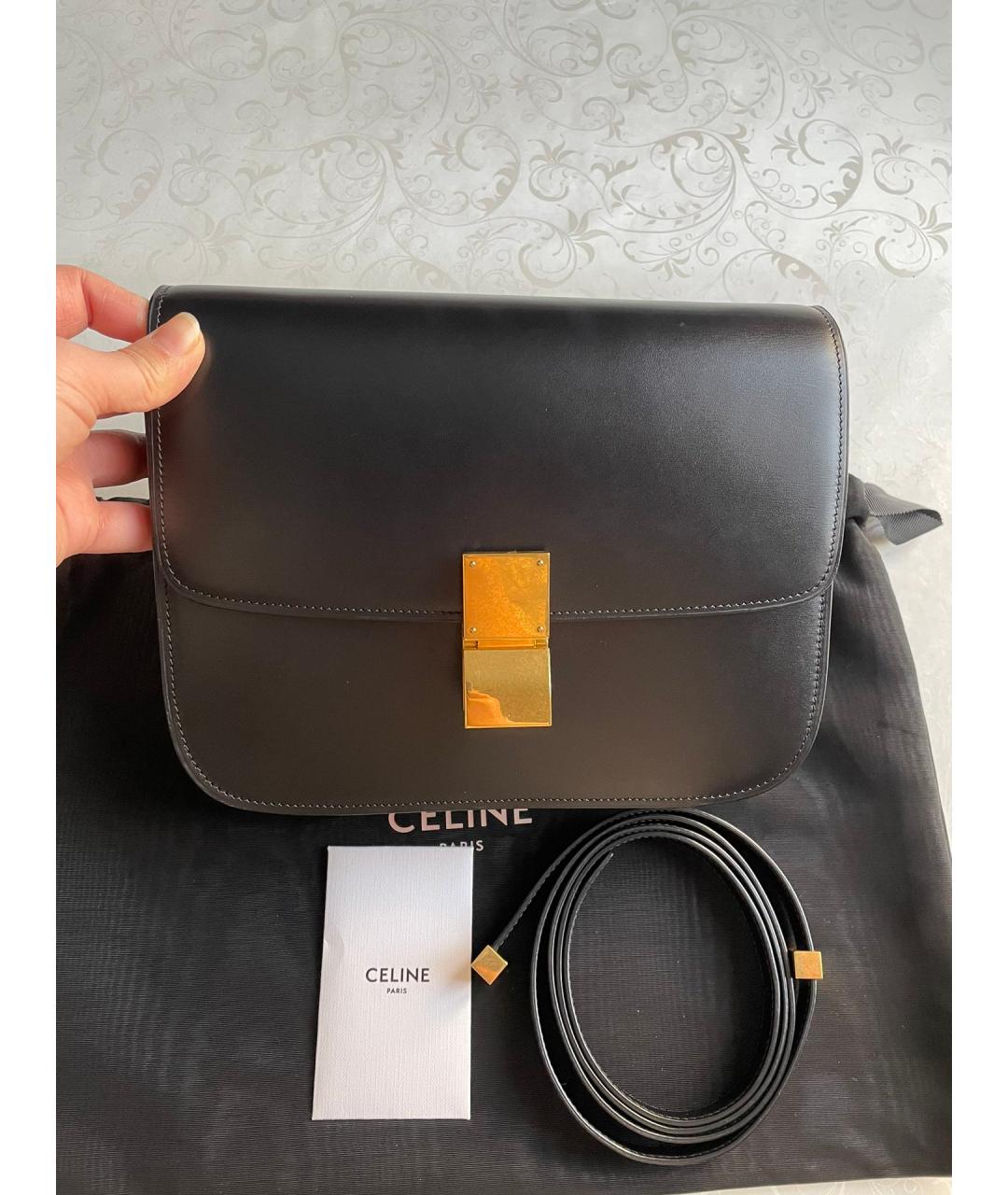 CELINE PRE-OWNED Черная кожаная сумка через плечо, фото 7