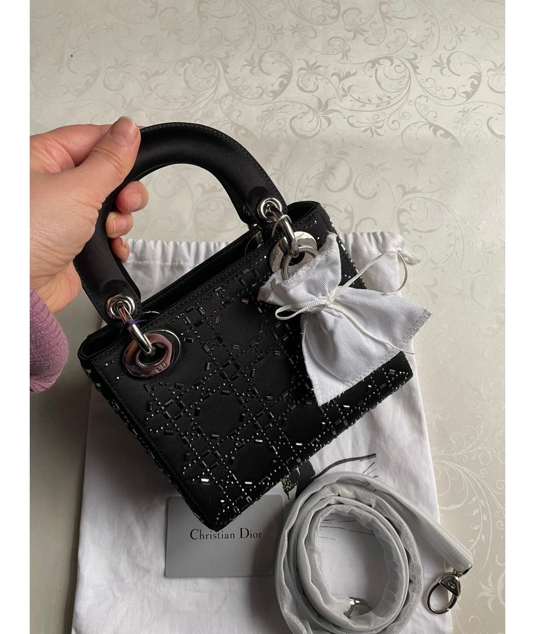 CHRISTIAN DIOR PRE-OWNED Черная шелковая сумка с короткими ручками, фото 2