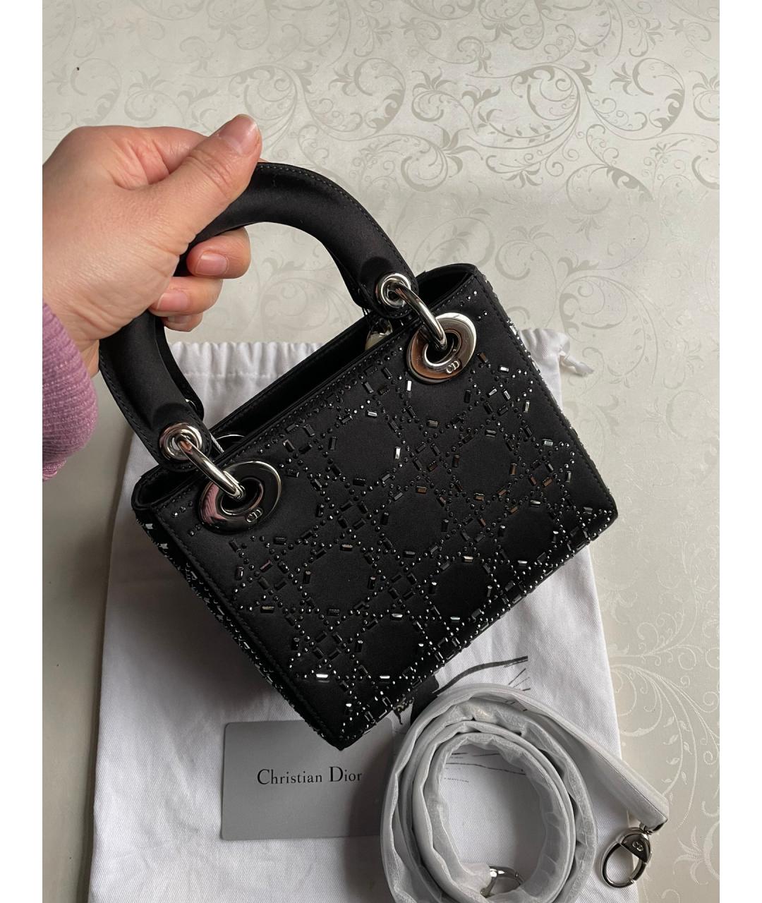 CHRISTIAN DIOR PRE-OWNED Черная шелковая сумка с короткими ручками, фото 3