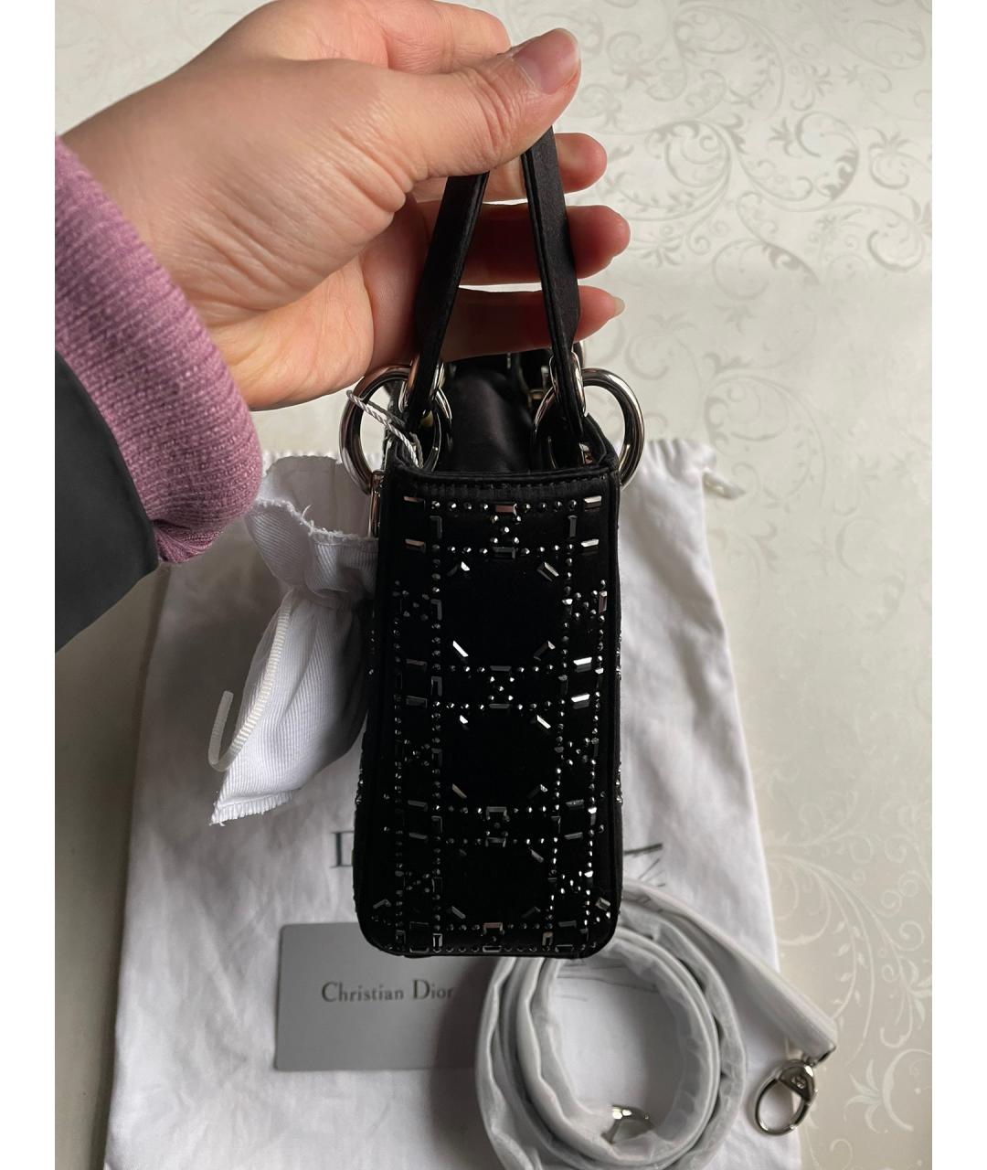 CHRISTIAN DIOR PRE-OWNED Черная шелковая сумка с короткими ручками, фото 4