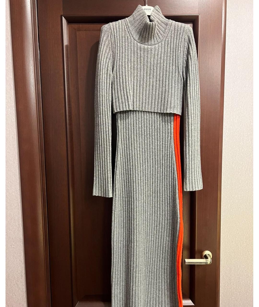 SPORTMAX Серое шерстяное платье, фото 4