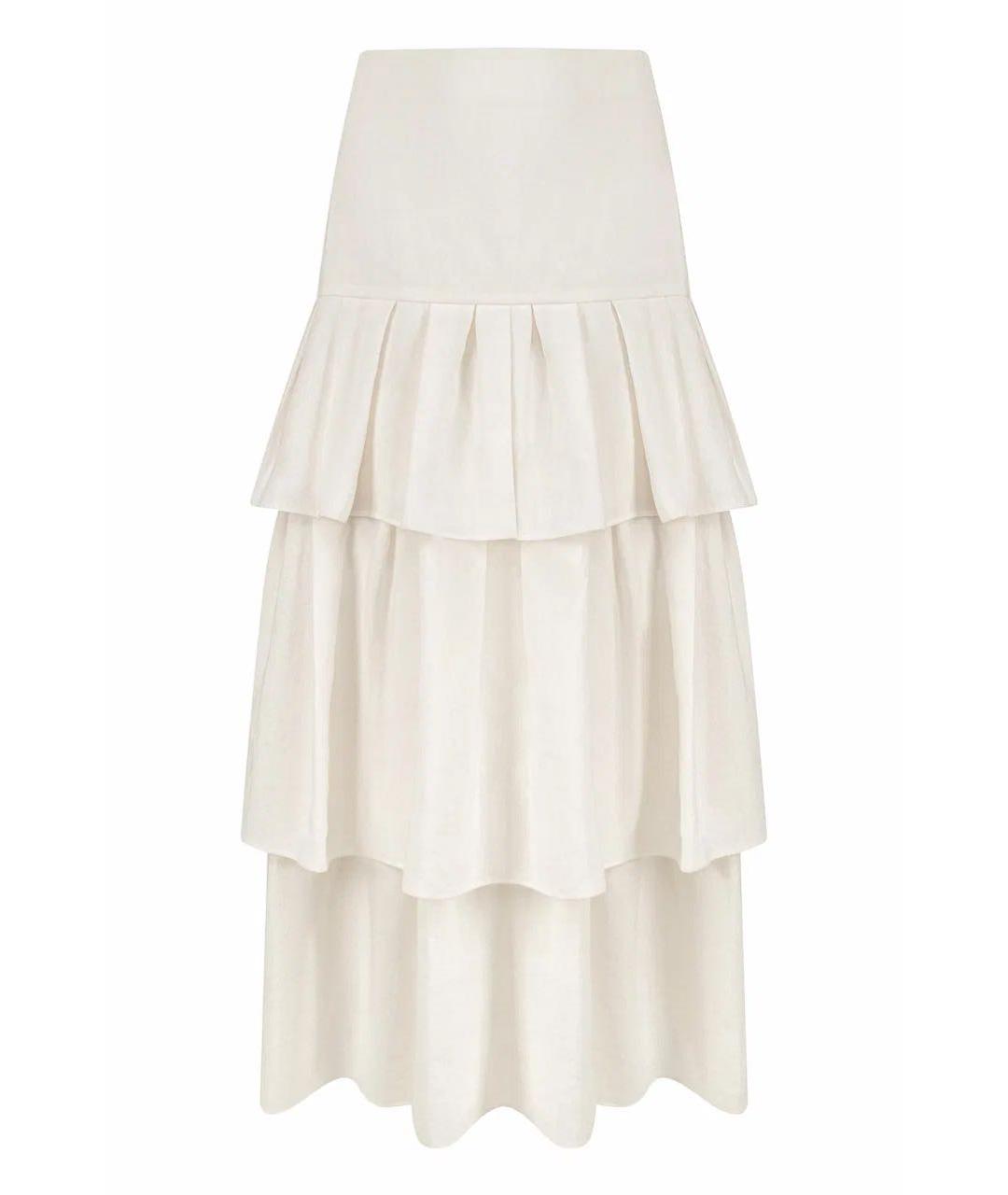 THEORY Белая льняная юбка макси, фото 1